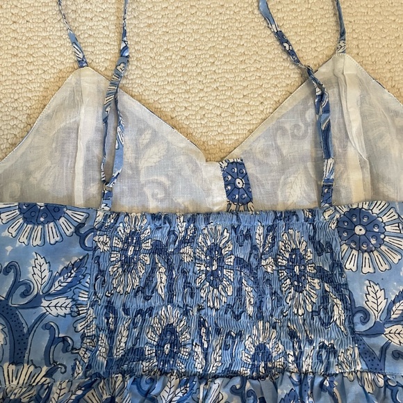 Block print floral cotton dress sundress nightgown size small handmade - Picture 4 of 8